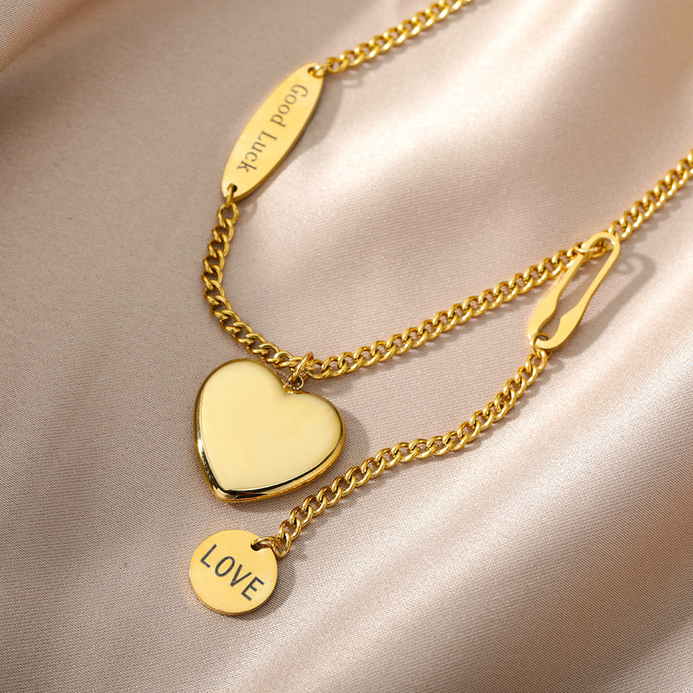 Gold Heart Pendant Necklaces - Stainless Steel Love Chains for Women | Elegant European Jewelry