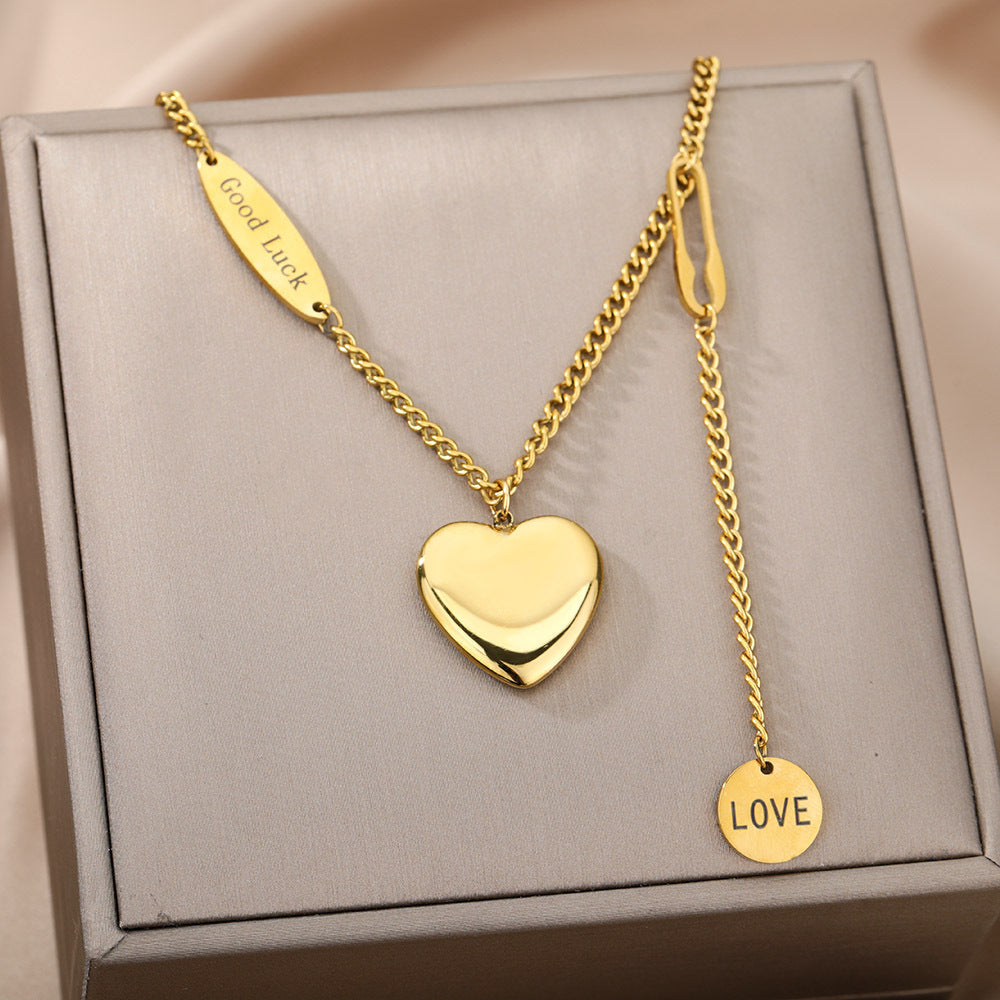 Gold Heart Pendant Necklaces - Stainless Steel Love Chains for Women | Elegant European Jewelry