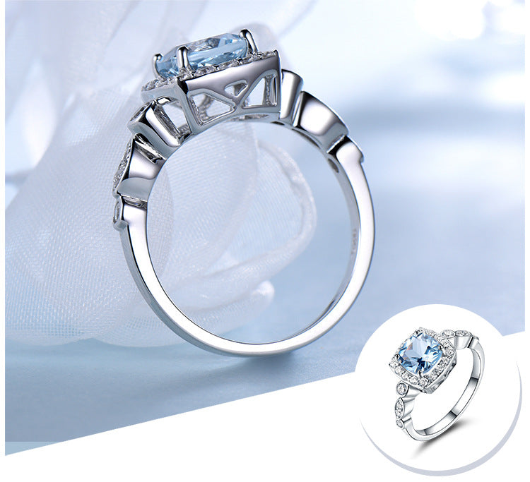925 Sterling Silver Sky Blue Topaz Jewelry Set - Necklace, Bracelet, Ring & Earrings - Elegant Gift for Women