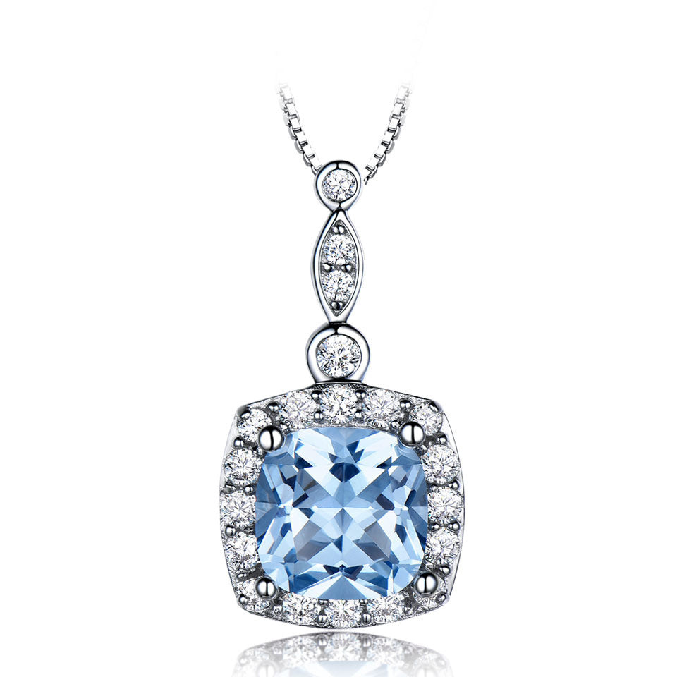 925 Sterling Silver Sky Blue Topaz Jewelry Set - Necklace, Bracelet, Ring & Earrings - Elegant Gift for Women
