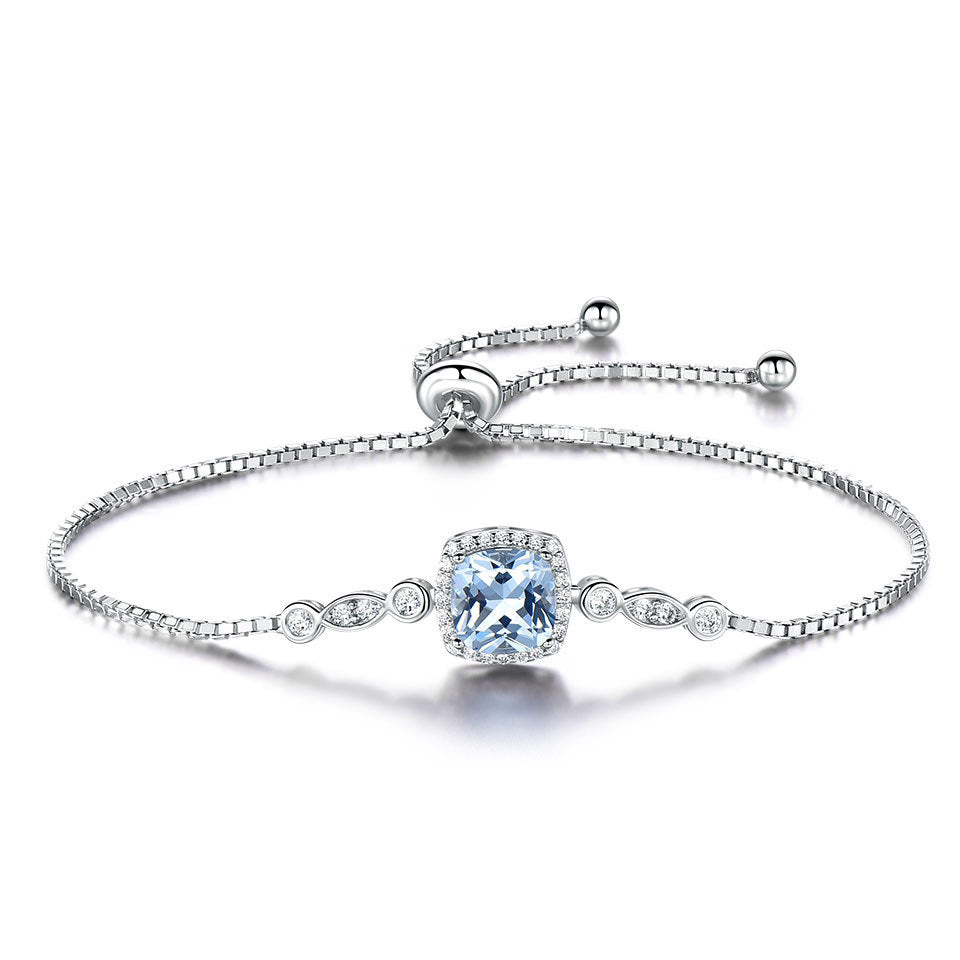 925 Sterling Silver Sky Blue Topaz Jewelry Set - Necklace, Bracelet, Ring & Earrings - Elegant Gift for Women