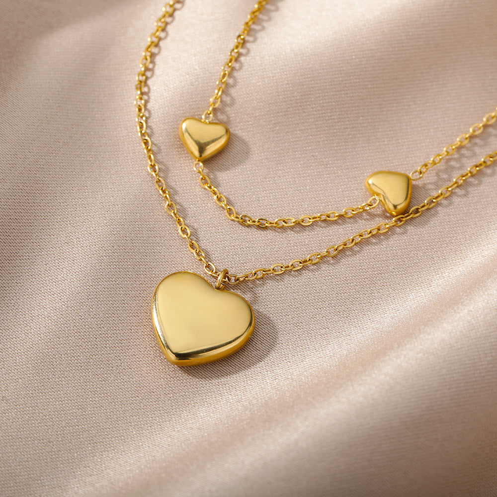 Gold Heart Pendant Necklaces - Stainless Steel Love Chains for Women | Elegant European Jewelry