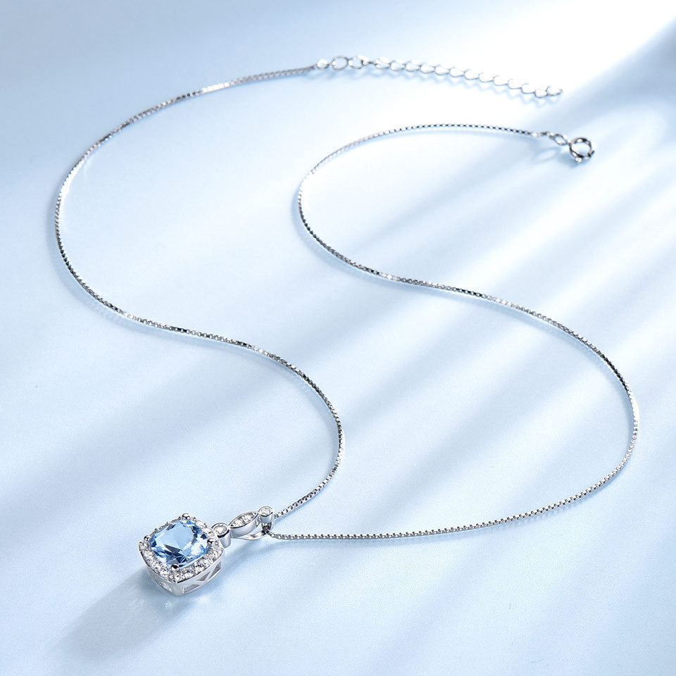 925 Sterling Silver Sky Blue Topaz Jewelry Set - Necklace, Bracelet, Ring & Earrings - Elegant Gift for Women