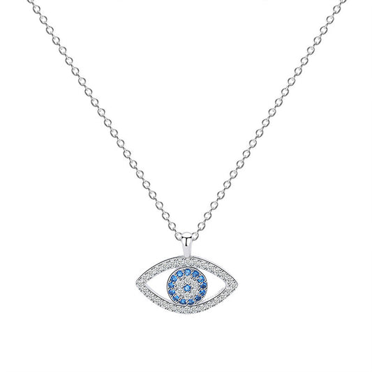 ye Pendant925 Sterling Silver Evil Eye Necklace - Blue Crystal Protection Pendant