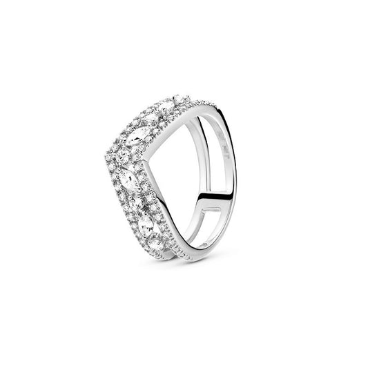 Double Wishbone Sparkle Ring - Elegance Redefined by Klyvora