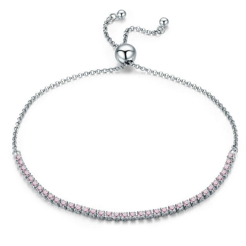 Sparkling Sliding Tennis Bracelet - 925 Sterling Silver & Zircon