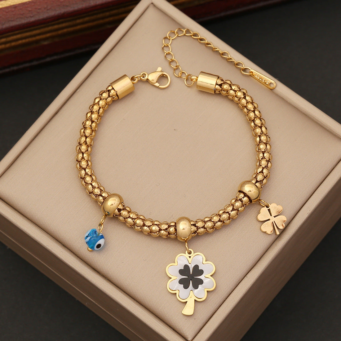 Elegant Gold Plated Stainless Steel Bracelets - European Style | Flower & Symbol Charms for Women