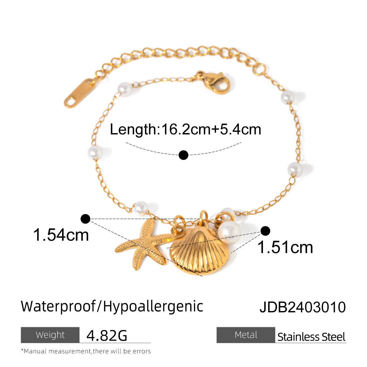Luxury 18K Gold Stainless Steel Shell & Starfish Pendant Jewelry Set - Waterproof & Hypoallergenic Summer Collection