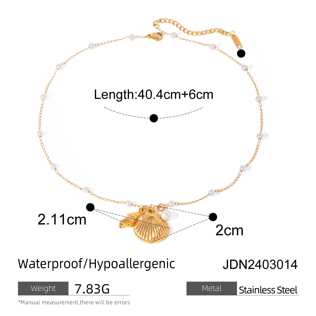 Luxury 18K Gold Stainless Steel Shell & Starfish Pendant Jewelry Set - Waterproof & Hypoallergenic Summer Collection